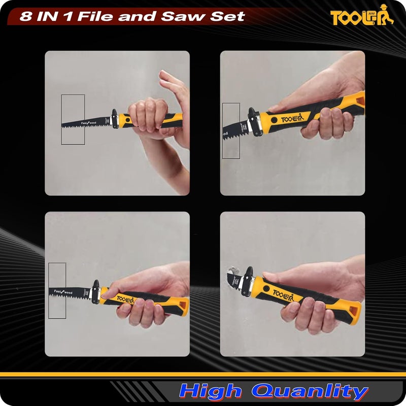 TOOLAN File Set, File & Saw Set. metal file,metal files tools for steel,Professional Steel File Triangle/Flat/Half-Round/Round Files for MetalWoodPlastic,Woodworking, Blade Quick Change Mechanism - Image 5